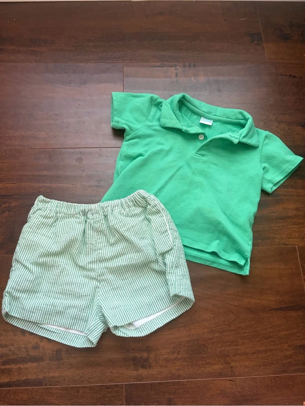 Toddler Boy Green Polo Shirt and Pants Set